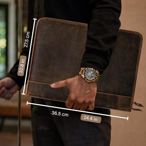 Porte-documents en cuir zippé unisexe pour réunions - 2
