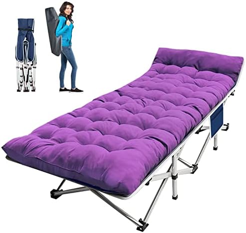 Faysore Camping Cot Cots for Sleeping with Mattress Cots for Camping for Adults with Camfortable Pad Heavy Duty Camping Bed with Carry Bag Folding Cot for Hiking Home Office Nap and Beach Vacation