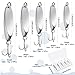 HESTYA 20 Pieces Fishing Lures Spoons Fishing Metal Saltwater Treble Trout Lures Hard Metal Spinner Baits 5 Sizes Casting Spoon Hooks for Salmon Bass (Silver)