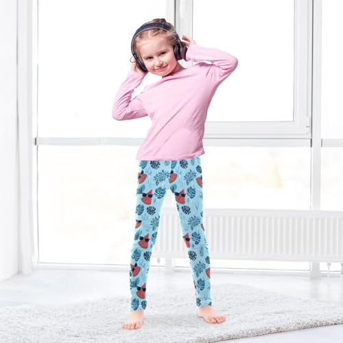 ALAZA Girls' Leggings Children's Yoga Pants Skinny Printed Dance Watermelon Blue Comfortable 4T3