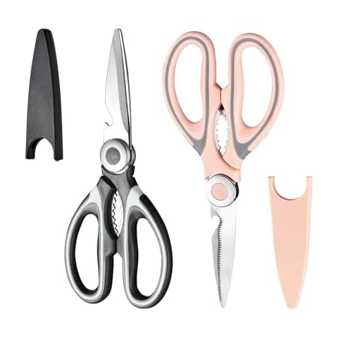 2 Pack Kitchen Scissors All Purpose Heavy Duty Kitchen Shears for Food Meat Dishwasher Safe Stainless Steel Utility Poultry Cooking Cutting Scissors Cover
