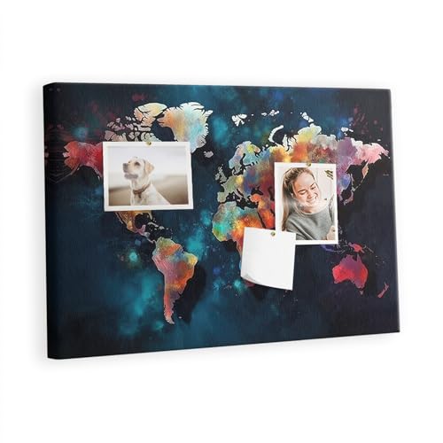 Planche en liège naturel 60x40 cm avec tableau mural carte du monde abstraite