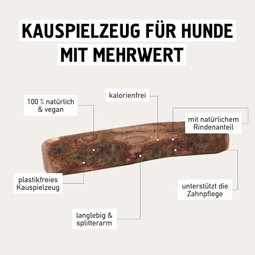 Kauies Olivenholz Kaustab für Hund mit Olivenöl - 100% natürlich, vegan & kalorienfrei - langelebiges Hunde-Spielzeug aus schadstoffgeprüftem Holz, Made in Germany, Größe L bis 30 kg (2er Pack)