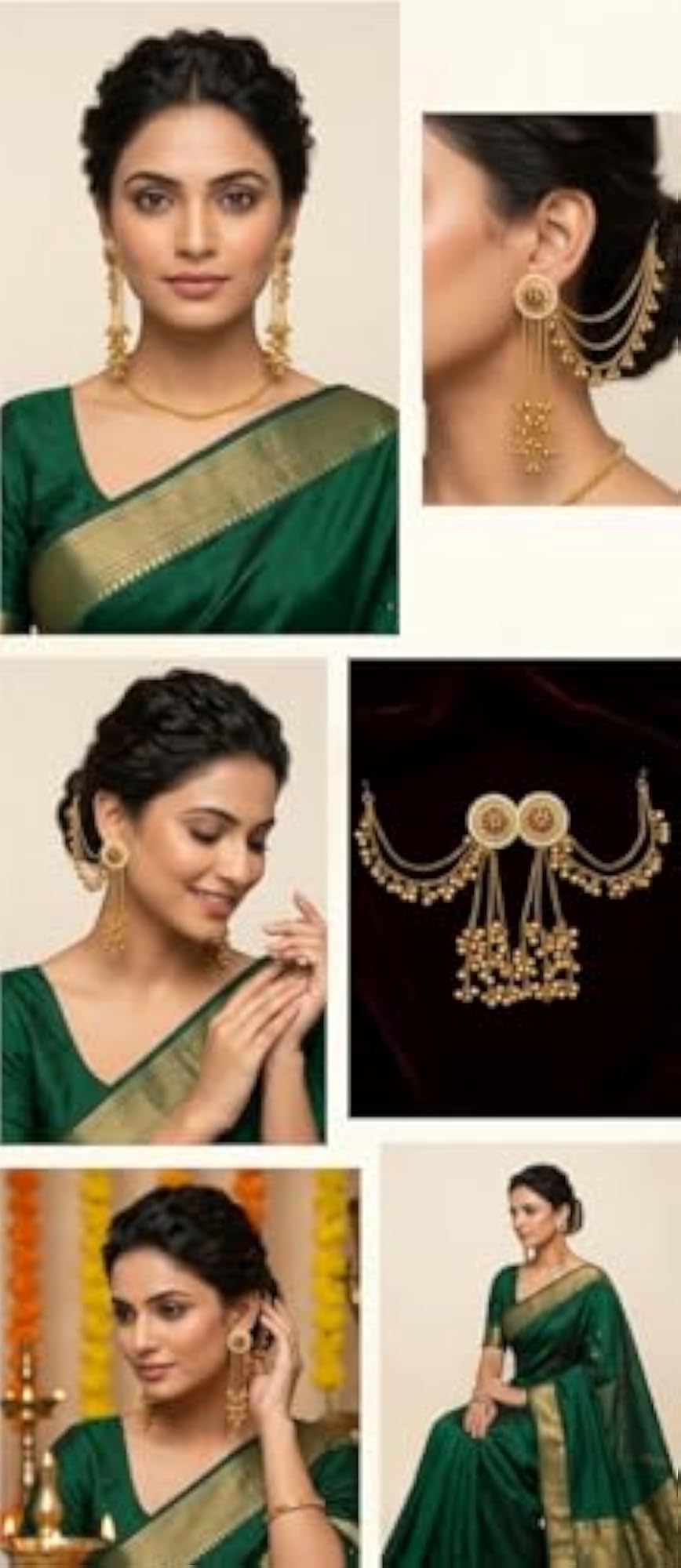 Gold Plated Bahubali Matha Patti with Pearl & Meenakari Design