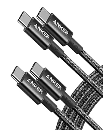 Anker USB C to USB C Cable (6FT, 2Pack), Type-C 100W Charger Cord Fast Charging for iPhone 16 Series,MacBook Pro 2020,Pixel and More(Black)
