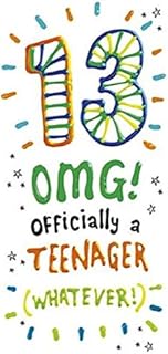 Boy's/Girl's 13th Birthday Card - Officially a Teenager - Embossed and Flitter Finish - from The Sugar Pips Range (PR-SUP179)
