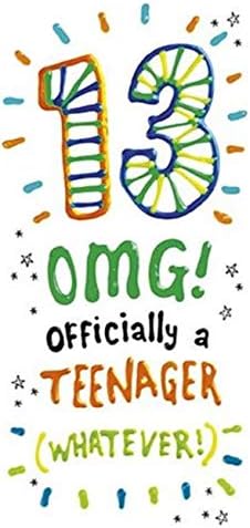Boy's/Girl's 13th Birthday Card - Officially a Teenager - Embossed and Flitter Finish - from The Sugar Pips Range (PR-SUP179)
