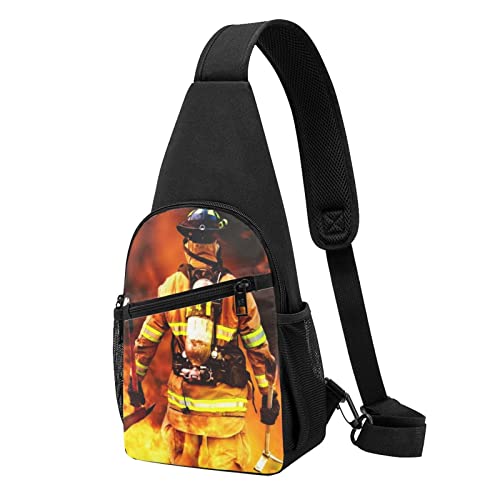 Sac à dos à bandoulière pour homme et femme motif pompier en tissu résistant