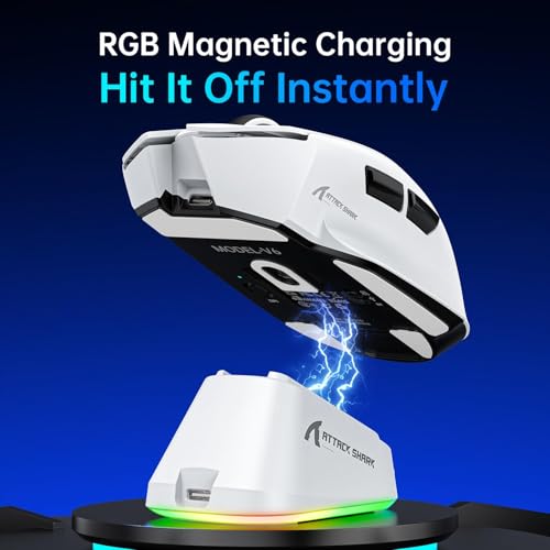 ATTACK SHARK V6 Wireless Gaming Mouse with RGB Charging Dock, 25K DPI PAW3311 Sensor, 1K Polling Tri-Mode PC Mice,500mAh Battery Cloud-Based AI Driver for Win/Mac,Black by ATTACK SHARK - Image 7