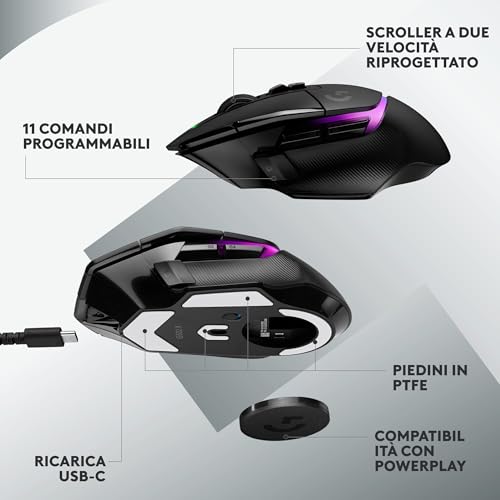 G502 X PLUS LIGHTSPEED + G640 SE COMBO - Mouse Gaming RGB wireless e tappetino per gaming in tessuto di grandi dimensioni (460 x 400 x 3 mm) - Nero - Mouse gaming - Immagine 6