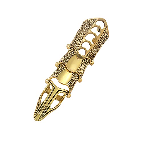 Abjfje Punk Rock Armor Knuckle Joint Full Finger Double Loop Ring Gothic Activity Rings Halloween Cosplay Costume Accessories Jewelry For Men Women (Antique Gold) #TOP20