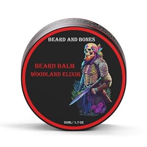 Beard and Bones – 50ml Nut-Free Beard Balm for Men | Shea Butter, Jojoba Oil & Grapeseed Oil | Moisturizing & Nourishing Balm for Coarse Beards | 6 Scent Choices (Woodland Elixir)