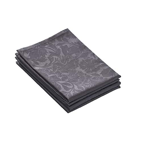 Christian Lacroix Set de 4 Serviettes 50 x 50 - Tissu Jacquard en Satin damassé - 100% Coton peigné (220 g/m2) (Arabesque Gris foncé)