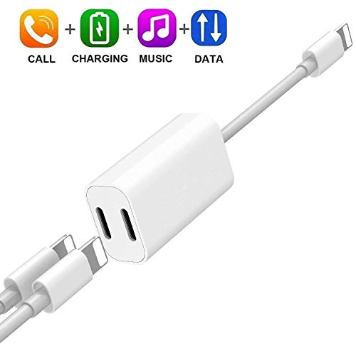 [Apple MFi Certified] iPhone Headphone Adapter,2 in 1 Dual Lightning Headphone Jack Audio
