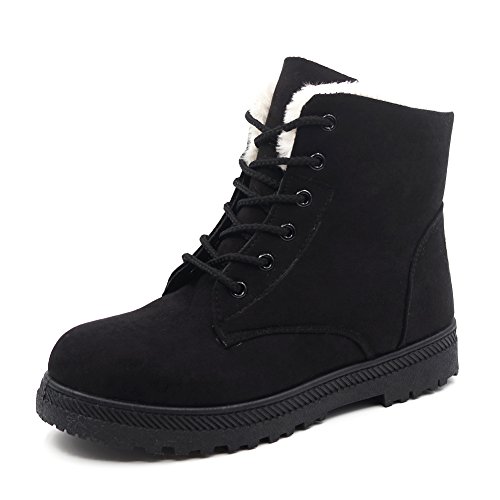 MissFine Women's Lace-up Snow Boots Fashion Waterproof Winter Shoes