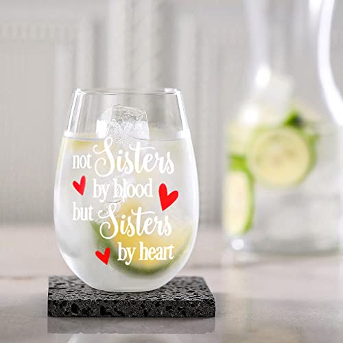 Bignosedeer Best Friend Wine Glasses 14Oz Stemless Crystal Wine Glass Not Sisters By Blood But Sisters By Heart Mug For Friendship Christmas Galentines Day (Sisters By Heart) #TOP2