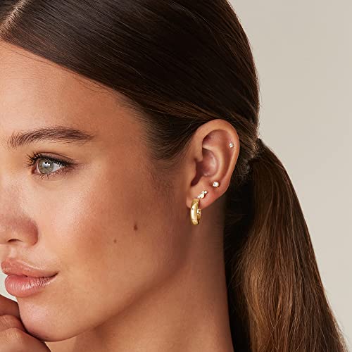 Image of PAVOI 14K Gold Plated Wide Flat Edge Hoop Earrings for Women | Rose, White and Yellow Gold Hoops | Hypoallergenic Jewelry