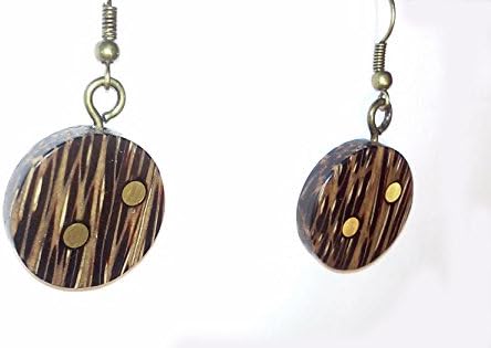 Black Palm wood earring with brass inlays