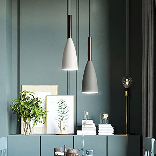 Lámpara nórdica de aluminio y madera E27 negra para dormitorio 5