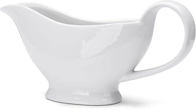 WishDeco White Gravy Boat 6.8 oz Ceramic Gravy Jug