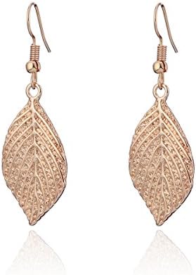 Dangle Earring for Women,Leaf Drop Earring with Girls Rose Gold or Silver Plated Earring Stainless Steel Earring (Rose Gold Plated)