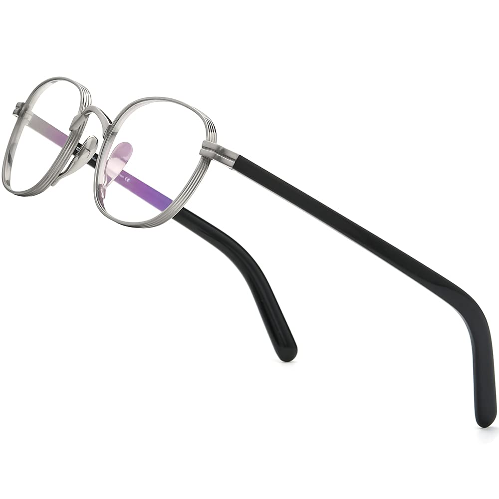 FONEX Titanium Glasses Frame, Women Vintage Retro Round Myopia Optical Eyeglasses Frames