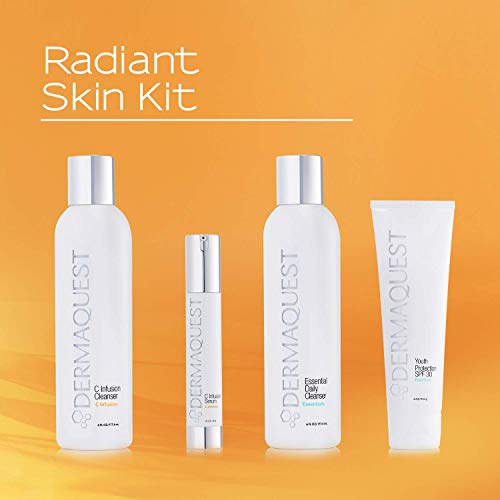 Dermaquest Radiant Skin Protective Anti Aging Facial Kit - Antioxidant Face Wash, Hyaluronic B5 Serum, Retinol Vitamin C Serum, Zinc Oxide Spf50 Sunscreen #TOP3