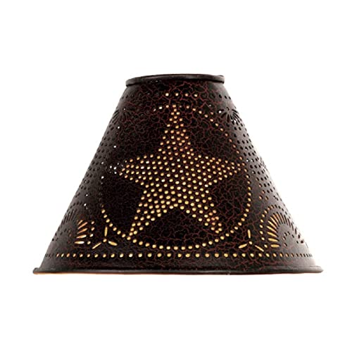 CTW Home Collection Punched Star Lamp Shade in Crackle Black, Clips on Light Bulb, 2