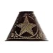 Colonial Tin Tin Punched Star Lamp Shade in Crackle Black, Clips On Light Bulb, 2" x 6" x 4"