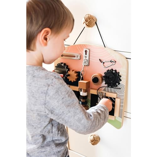Planche de motricité jouet bois éducatif serrures rotation 3 ans - 4