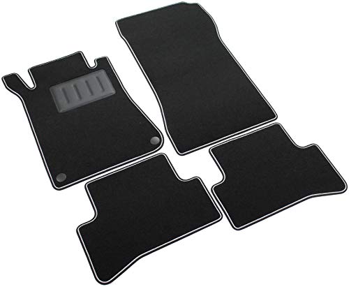 Le tapis voiture, sprint02905, Tapis Moquette noire antidérapant, bord bicolore, salvatacco renforcé en caoutchou