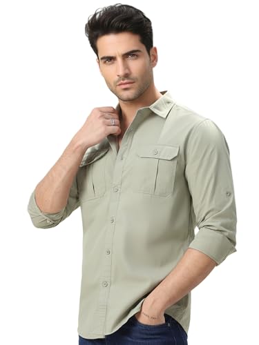 Image of Urbano Fashion Men's Cotton Full Sleeve Regular Fit Casual Solid Shirt