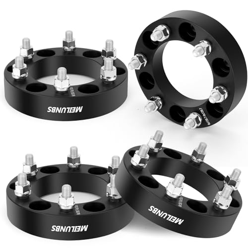 MEILUNBS 6x5.5 Wheel Spacer, 1.25in Forged 6x139.7mm Wheel Spacers with M12x1.5 Studs and 106mm Hub Bore with Wheel Nuts - Compatible with 1995-2023 Tacoma, Tundra, 4Runner, FJ Cruiser(Black)