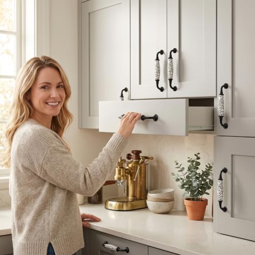 Tiradores de cajones de cerámica decorativos para gabinetes y muebles de cocina 3
