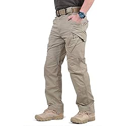 Pantalones De Trabajo Para Hombre Loeay Pantalones de Combate para Hombres Pantalones de Carga tácticos Militares de la Ciudad Pantalones de ejército Swat Pantalones con múltiples Bolsillos elásticos de Color Caqui L