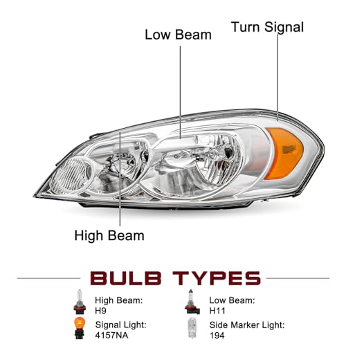 JSBOYAT 2006–2016 Chevy Impala Headlights | OEM Replacement Pair - Image 3