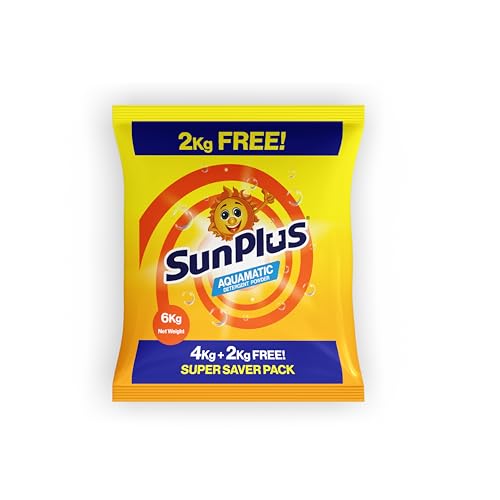 Sunplus Detergent Powder 4+2 kg Free - Advanced Color Protection, Long-Lasting Fresh Lime Fragrance for All Fabrics, Anti-Re-deposition Formula, Powerful Wash Boosters, 6 Kg