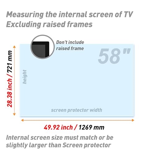 BU TV Screen Protectors 58 Inch Anti-Glare TV Film,Blue Light Anti Scratch Film,58 Inch TV Anti Glare Screen Protector Clear Viewing (58\" 1269 * 721)