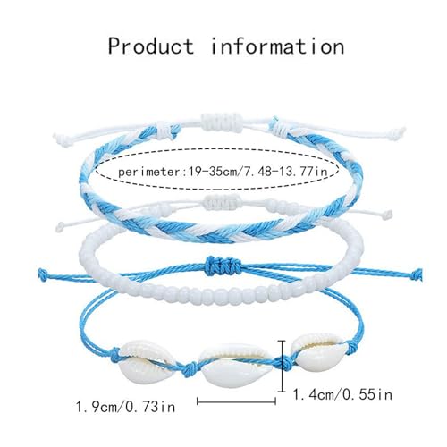 Beach Surfer Wave Bracelet for Women,Ocean Wave Adjustable Waterproof Handmade Braided String Beaded Bracelet Friendship Bracelet Anklets Summer Jewelry for Women3