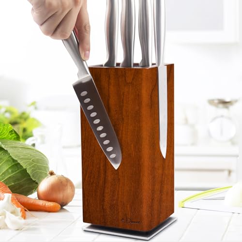Dmore 360° rotatable magnetic knife block without knives-magnetic knife holder stand made of fine acacia wood, Extra Large capacity magnet knife storage for knives and utensils for kitchen counter top Dmore 360° rotatable magnetic knife block without knives-magnetic knife holder stand made of fine acacia wood, Extra Large capacity magnet knife storage for knives and utensils for kitchen counter top