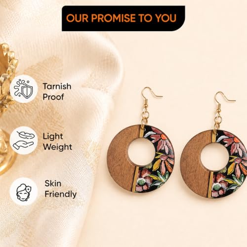 Image of Handcrafted Boho & Ethnic Earrings for Women - Wooden & Brass Statement Designs in Loop, Swing & Motif Styles