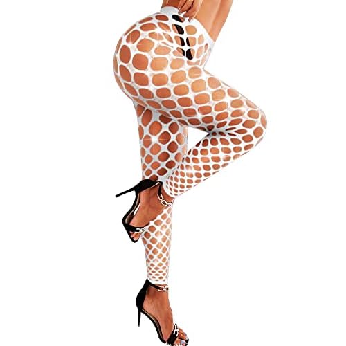RSLOVE Women Sexy High Waist Tights Rhinestone Sparkle Fishnet Stockings Pantyhose Leggings Lingerie Pants One Size Black