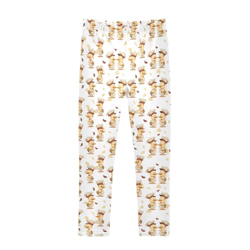 Chef Duck Girls Leggings Kids Yoga Pants Athletic Tights Pants 4-10 Years