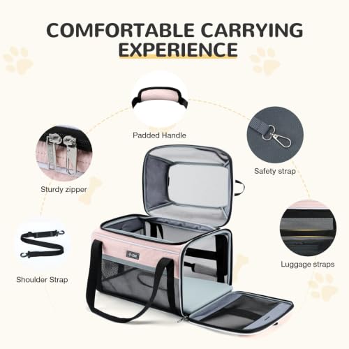 Image of Lekereise Top-Expandable Pet Carrier 17x11x9.5 Inch Alaska Hawaiian Airline Approved Soft Sided Underseat with Locking Safety Zippers Anti-Scratch Mesh