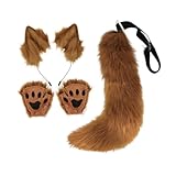 Ensemble complet de jeu de rôle : comprend 1 queue de renard en peluche, 1 bandeau d'oreille d'animal avec fermeture à double boucle et 2 accessoires assortis pour une représentation immersive du personnage.