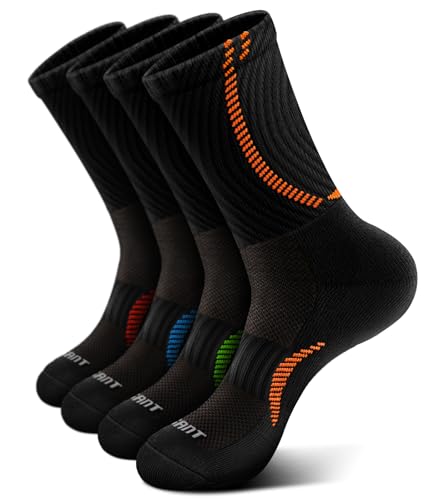 Boys Socks Compression Athletic Crew Socks Cushioned Running Arch Support 4 Pairs for 4-12 Years Old Gilrs Kids Youth
