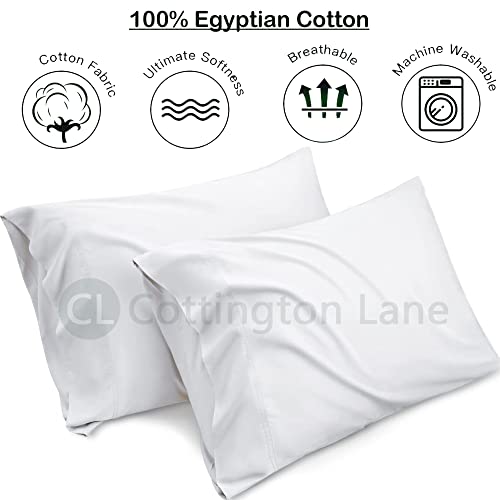 100% Egyptian Cotton Pillowcases - 400 Tc Egyptian Quality Set Of 2 Pillow Cases - Standard Pillow Cases Set Of 2 Breathable Cool Ultra Silky Soft 2 Pc Pillow Cover (Standard,White Solid) #TOP2