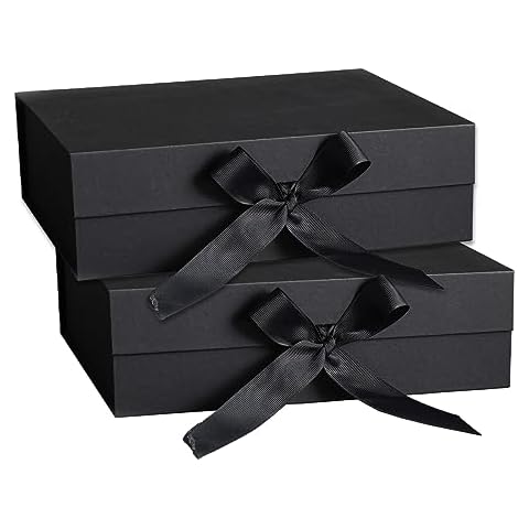 2 Pcs Black Gift Box with Magnetic Lids Cover