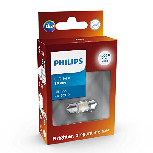 Philips Ultinon Pro6000 LED Festoon Car Signaling Bulb (C5W), 6.000K cool white, 30mm, 24V, 6.000K, 30mm 24V