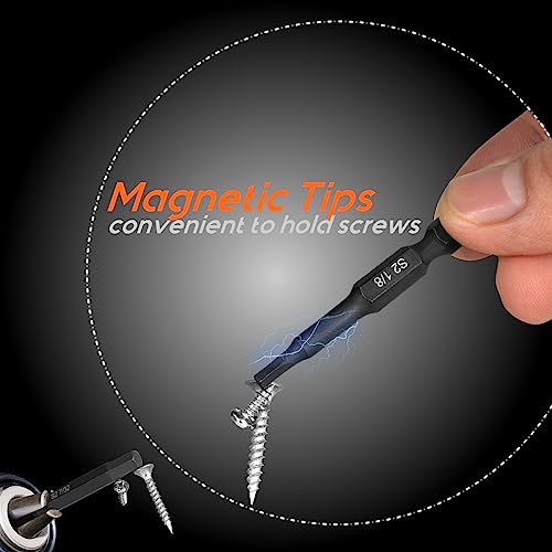 Metric & Sae Hex Head Allen Wrench Impact Drill Bit Set,Tekprem 20-Piece 1/4 Inch Magnetic Tip Hex Screwdriver Bit Set With Rubber Strip And Storage Box, S2 Steel & 2 Inch Long #TOP6